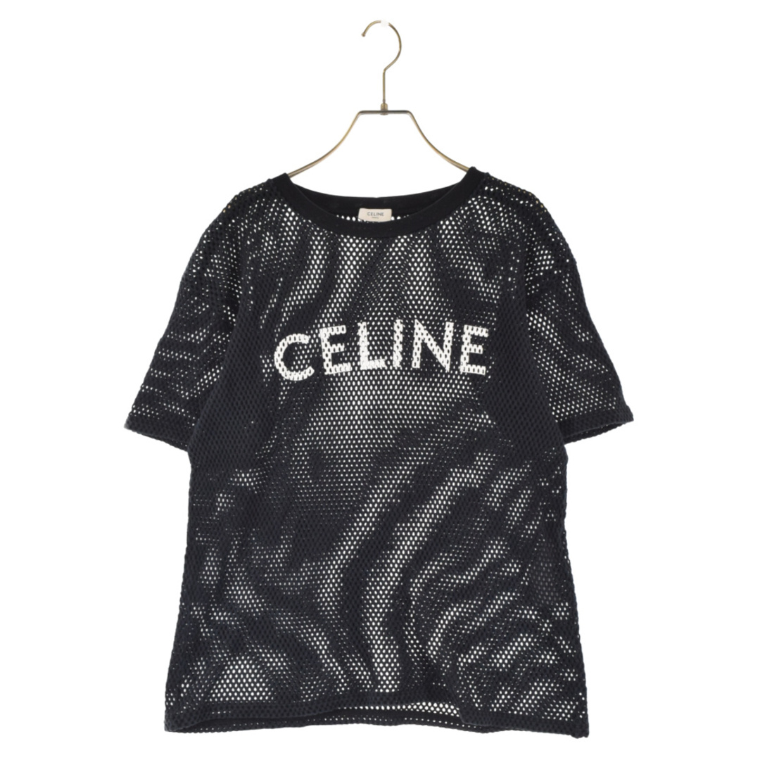 CELINE セリーヌ 22SS ルーズメッシュロゴプリント半袖Tシャツ 2X62A950P ブラック