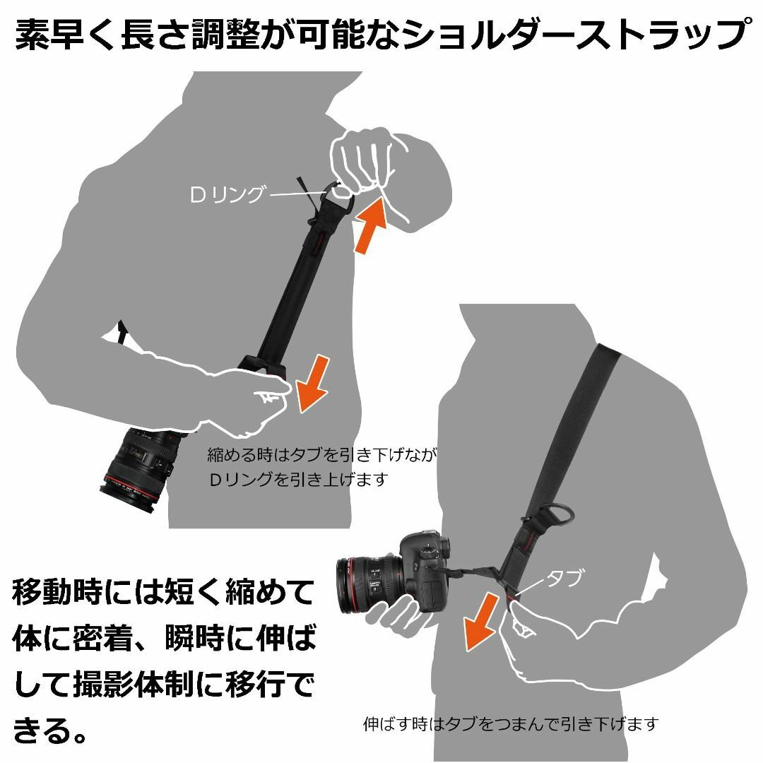 【色: ブラック】ハクバ HAKUBA 速写ストラップ ルフトデザイン スピード 7