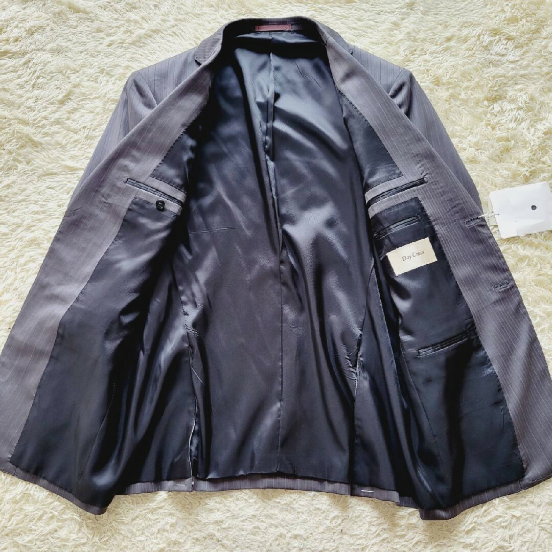 【新品未使用】定価60900円 ストライプ スーツ セットアップ ダークグレー