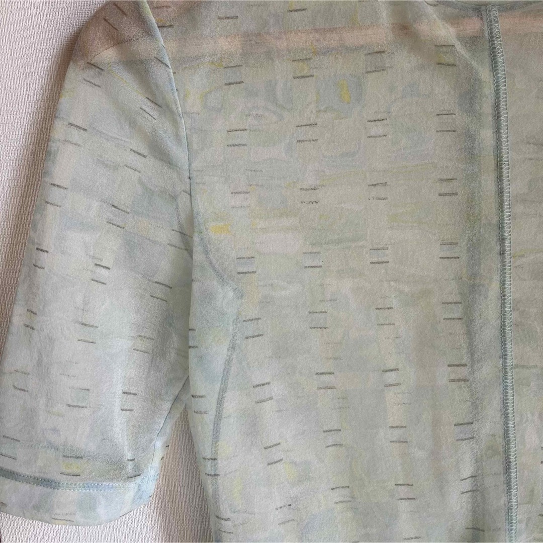 格子柄シアートップス レディースのトップス(カットソー(半袖/袖なし))の商品写真