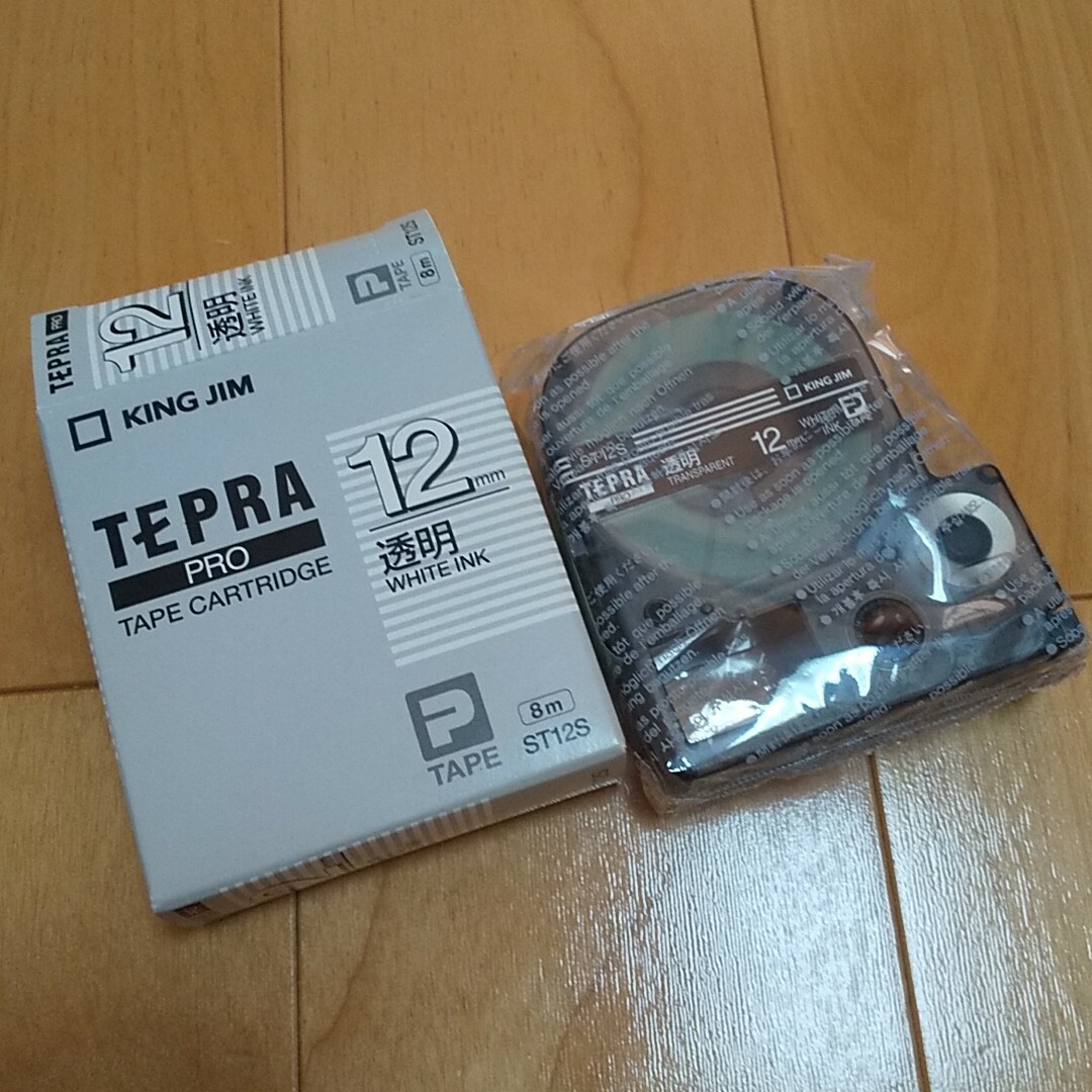 キングジム(キングジム)のテプラテープ 透明 12㎜ ホワイトインク ２個セット インテリア/住まい/日用品のオフィス用品(OA機器)の商品写真
