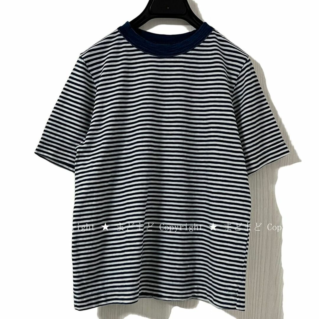 美品 45R 4545縞の45星Tシャツ 2 ボーダー インディゴ 45rpm