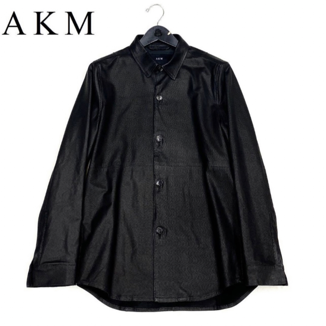 店頭即完売・美品❗️最高級AKM ラムレザーシャツジャケット　黒　L 検LEONジャケット/アウター
