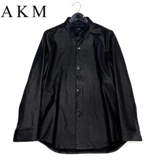 店頭即完売・美品❗️最高級AKM ラムレザーシャツジャケット　黒　L 検LEON