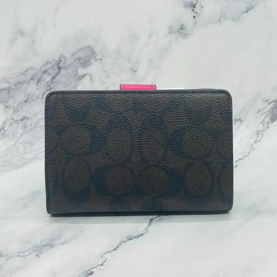 COACH - 【秋コーデ】✨ COACH 二つ折り財布 シグネチャー ダーク