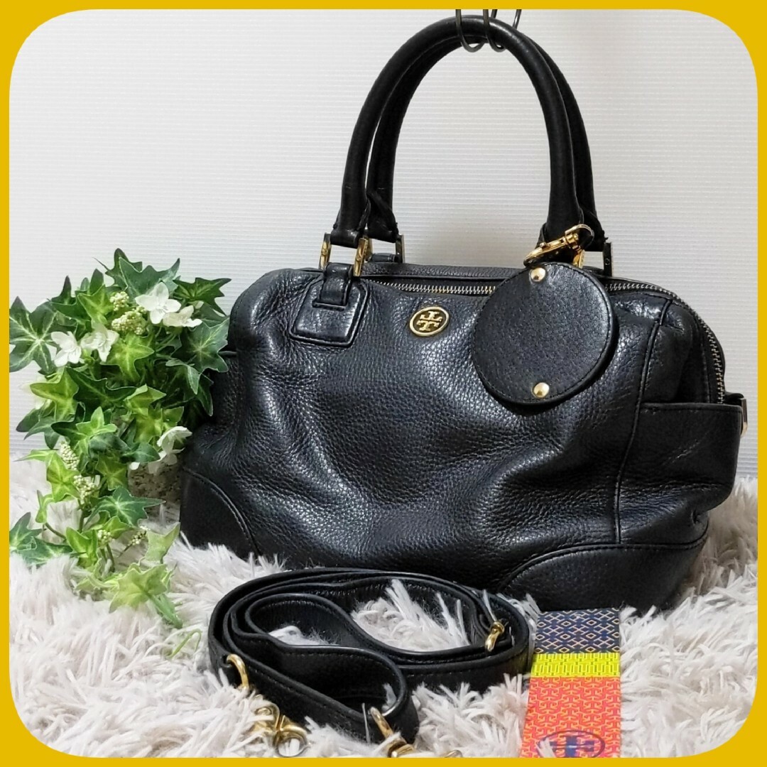 TORY BURCH トリーバーチ 2way ハンドショルダーバッグ黒金美品-