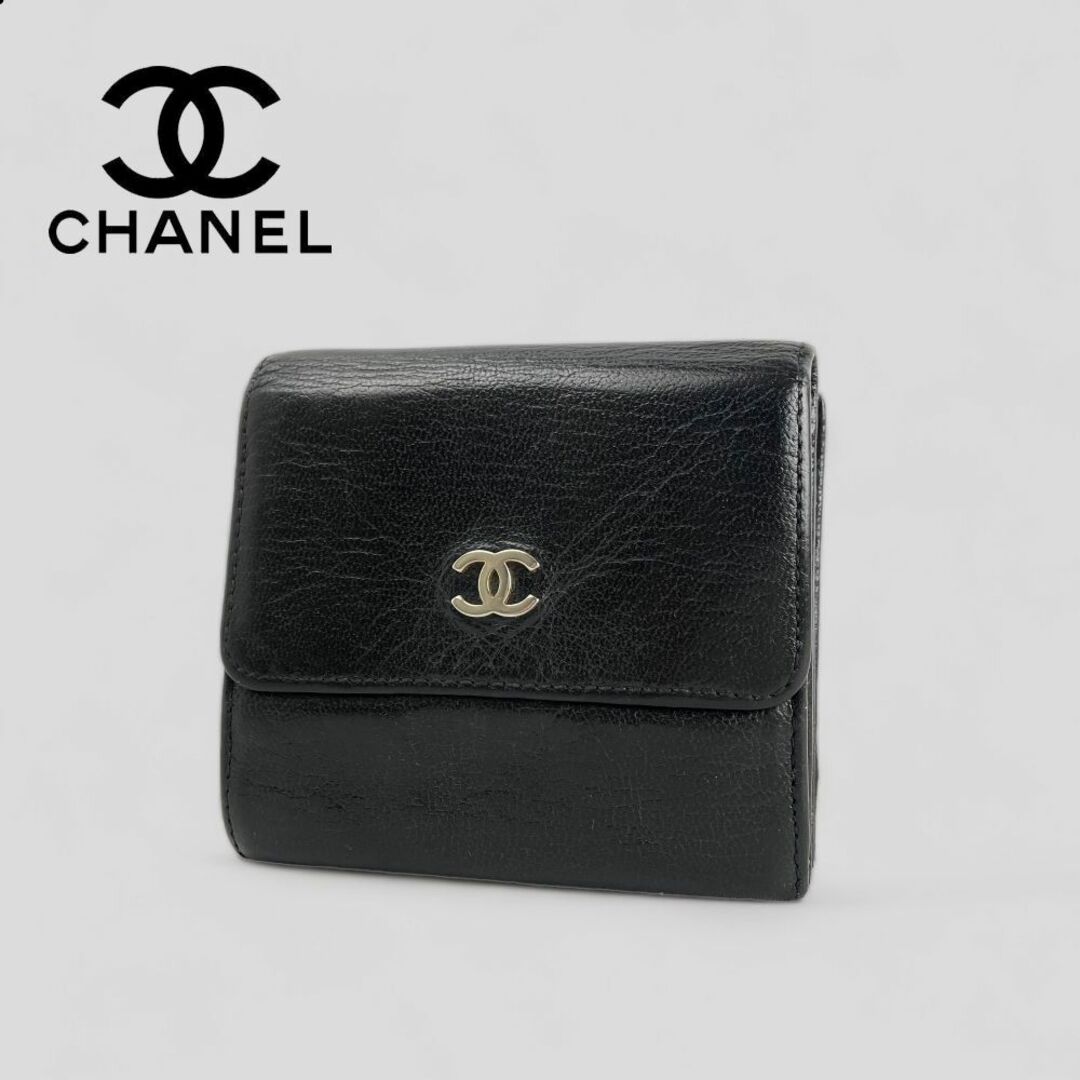 ■CHANEL シャネル■ ココマーク Wホック 三折り財布 レザーウォレット