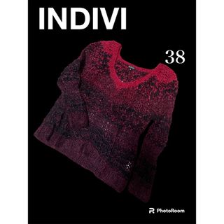 インディヴィ(INDIVI)のインディヴィ INDIVI  トップス　セーター　ニット　モヘア　Ｖネック　赤(ニット/セーター)