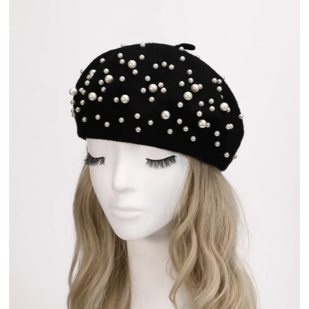 ZARA(ザラ)のフェイクパール ベレー帽 フェイクパールベレー帽 パール 帽子 レディースの帽子(ハンチング/ベレー帽)の商品写真