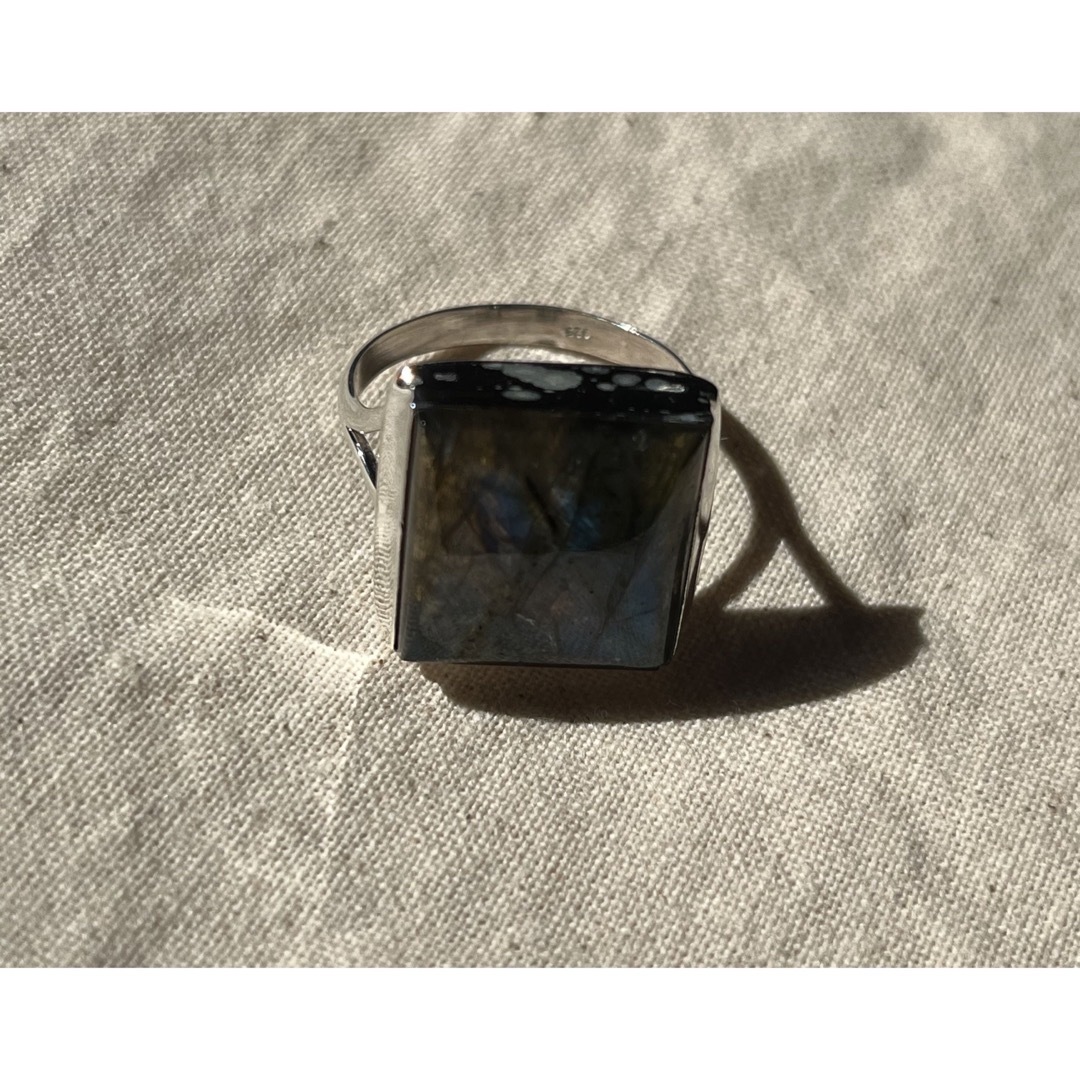 宝石高質天然神秘の石指輪SILVER925sky labradorite21号Q