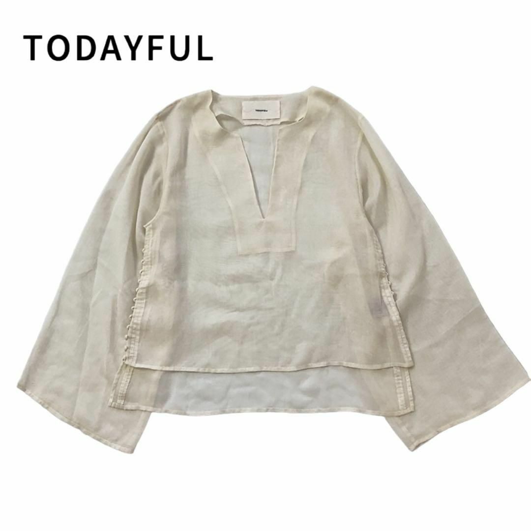 美品　TODAYFUL トゥデイフル　オーガンジーカフタンブラウス　アイボリー