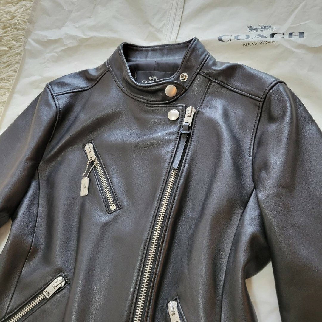 COACH new york コーチ☆ラムレザーシングルライダースジャケット