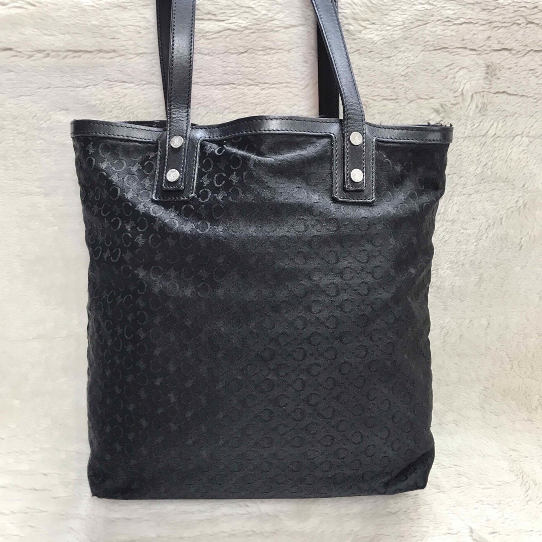 CELINE トートバッグ Cマカダム 黒 キャンバス レザー ハンドバッグ