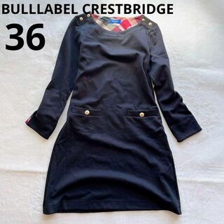 ブルーレーベルクレストブリッジ(BLUE LABEL CRESTBRIDGE)のブルーレーベルクレストブリッジ ワンピース 膝丈 36 ブラック 長袖(ひざ丈ワンピース)