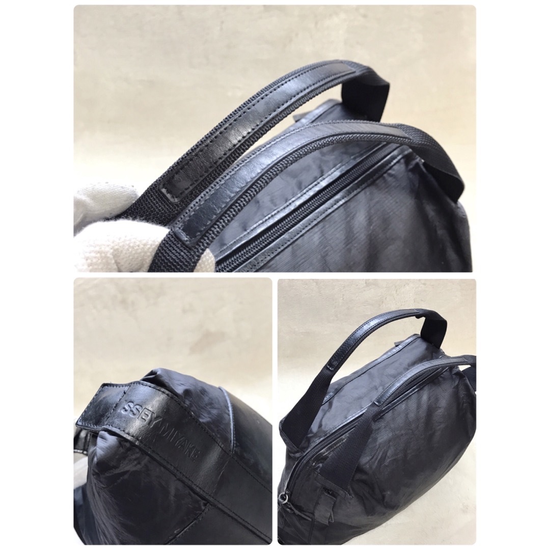 希少 ISSEYMIYAKE ハンドバッグ トートバッグ ナイロン レザー 黒