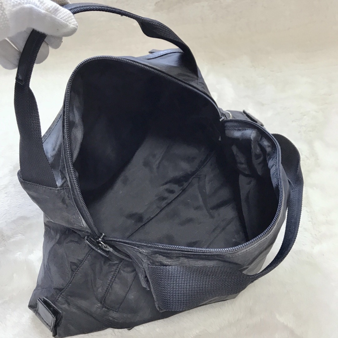 希少 ISSEYMIYAKE ハンドバッグ トートバッグ ナイロン レザー 黒