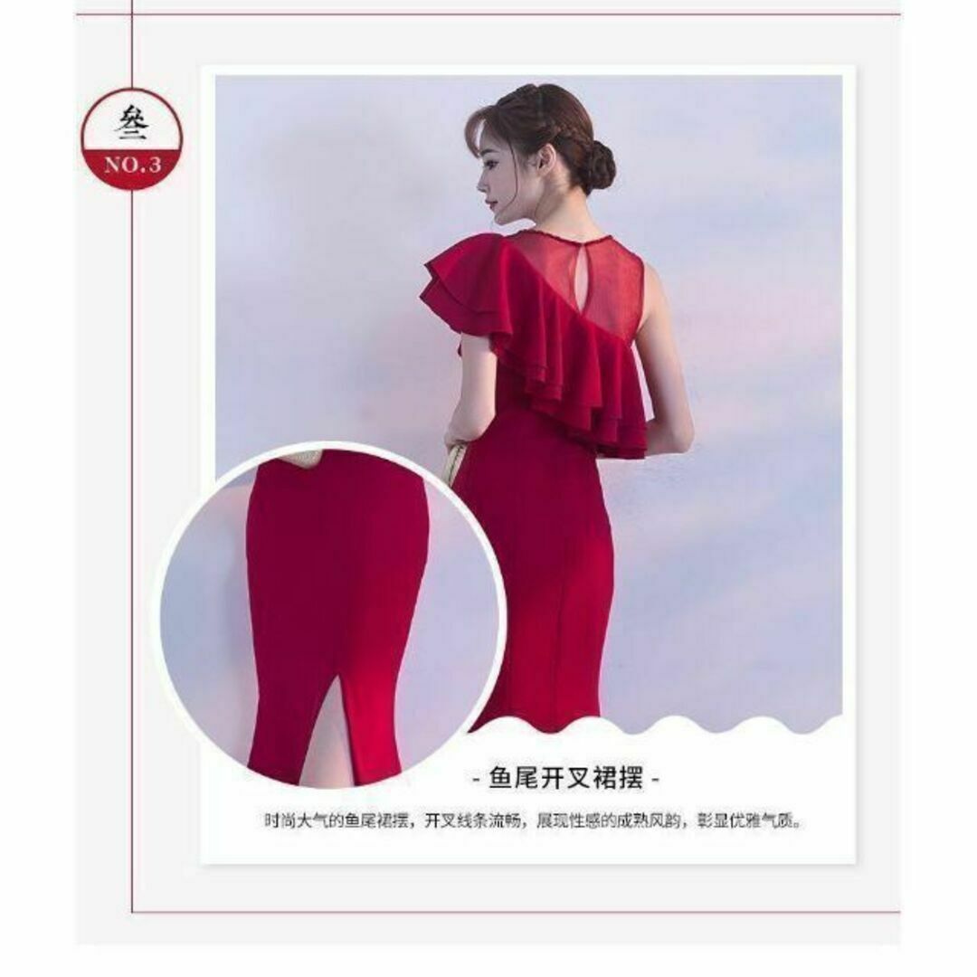 RALPHBAKER ロングワンピース(M)真っ赤 ドレス 上品 パーティ-