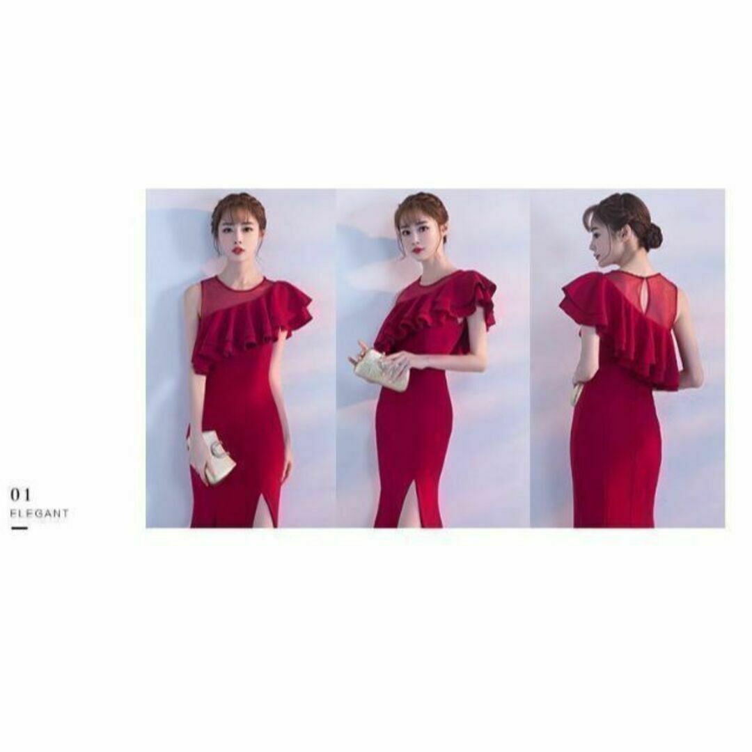 RALPHBAKER ロングワンピース(M)真っ赤 ドレス 上品 パーティ-