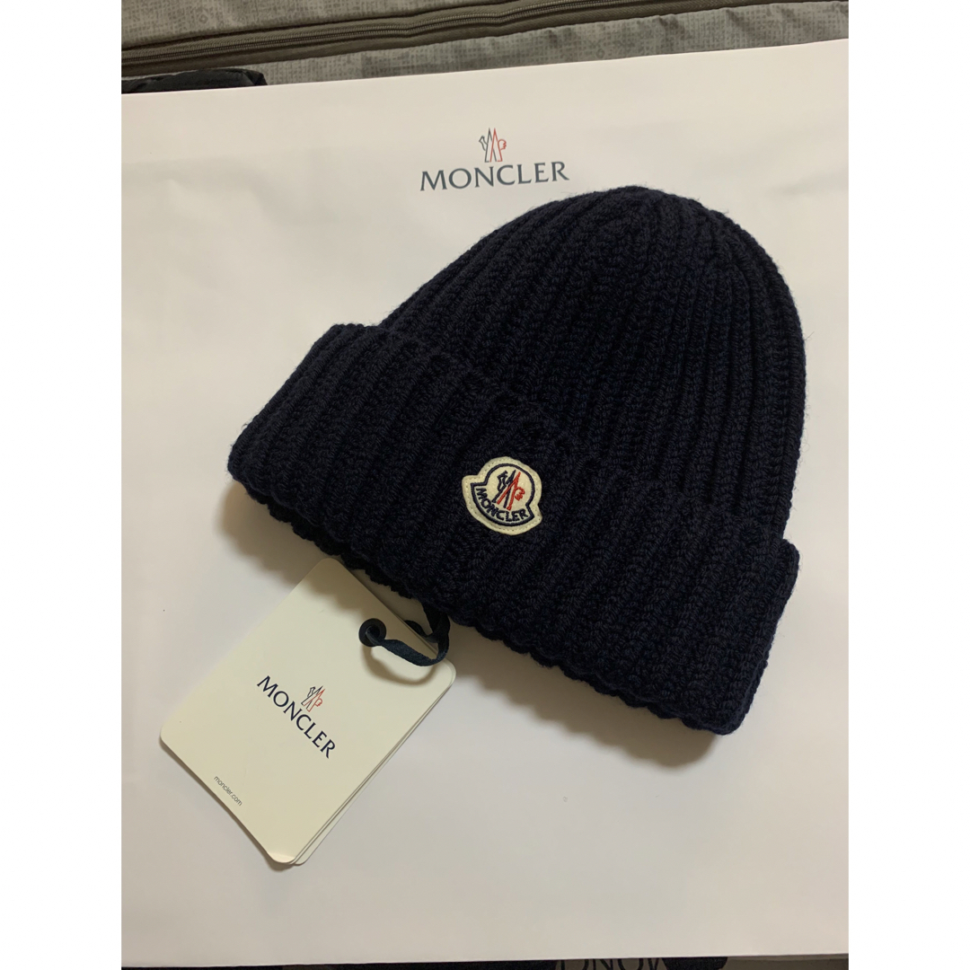 モンクレール MONCLER ニットキャップ ネイビー - ニット帽/ビーニー