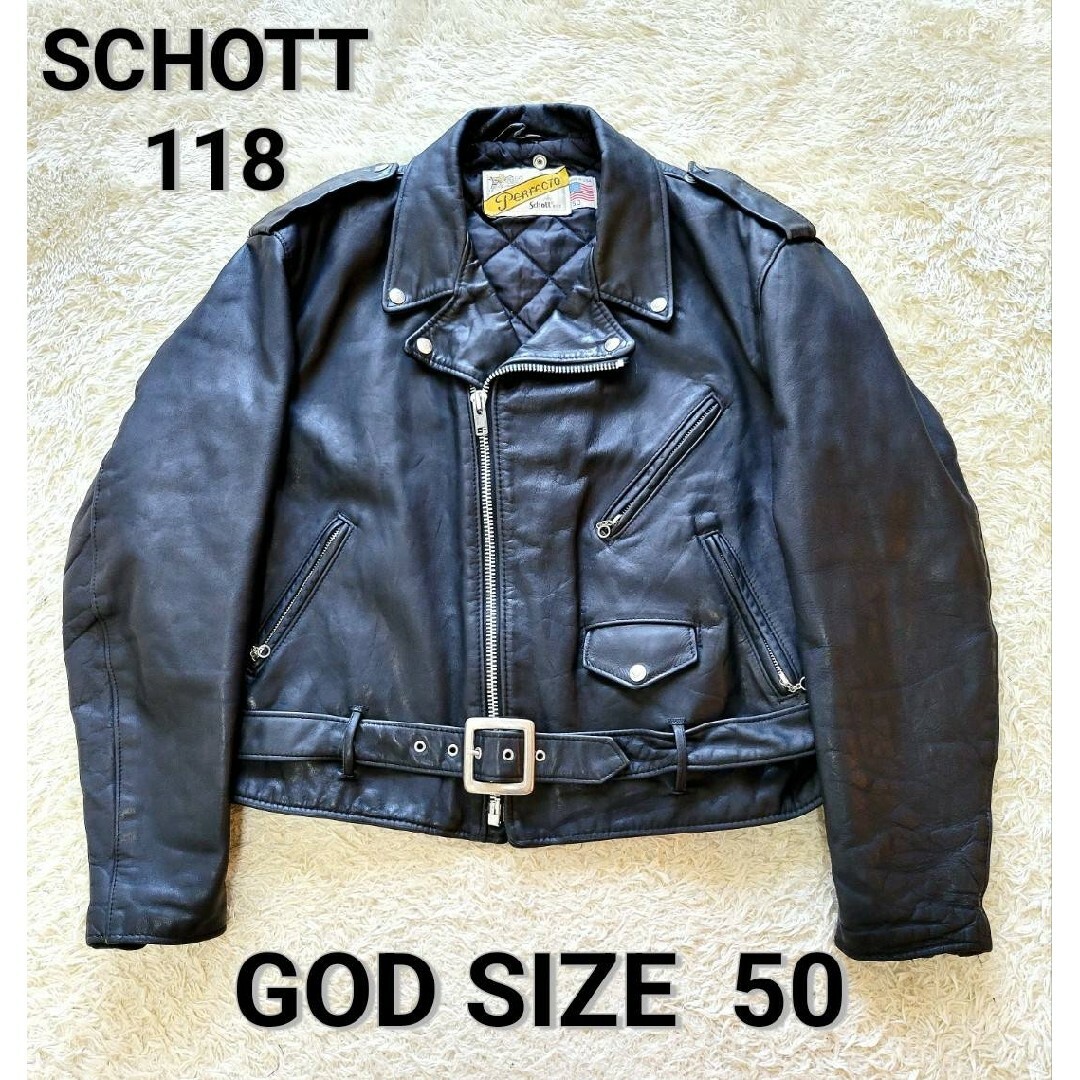 Schott 118 ダブルライダース オイルドレザー 38