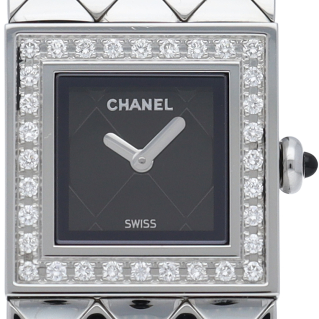 電池交換済 CHANEL シャネル マトラッセ H0489 純正ダイヤモンド ダイヤベゼル 黒 ブラック SS ステンレス レディース クォーツ【6ヶ月保証】【腕時計】