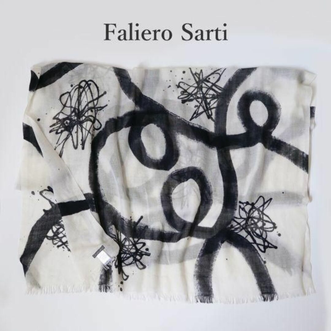 ファリエロサルティ Faliero Sarti 白地 ウール シルク ストール