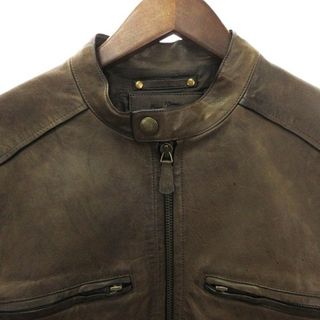 コーチ シングルライダース 革ジャン レザー シープスキン 茶 M □SM1-