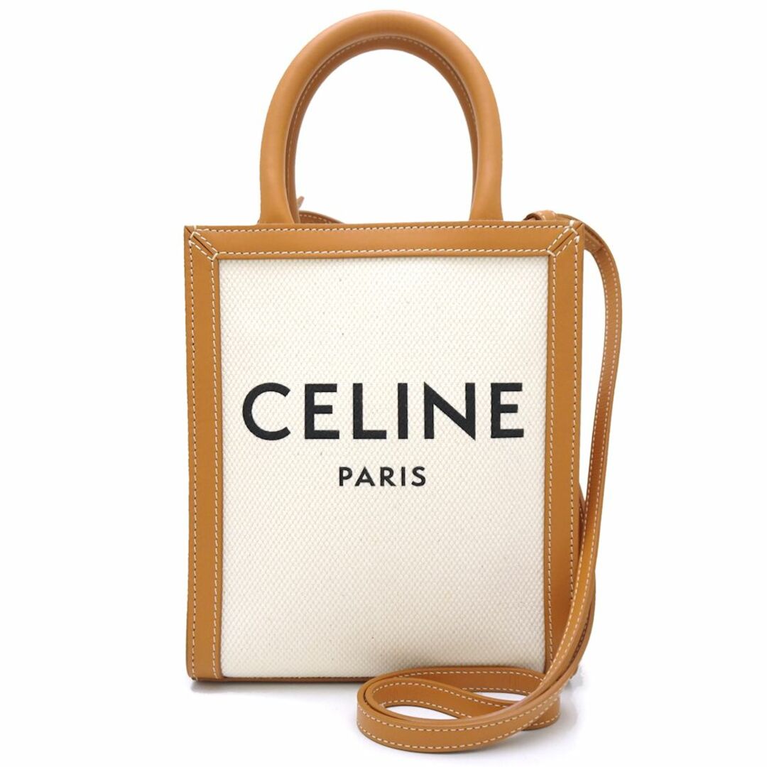 CELINE セリーヌ ミニバーティカルカバ 193302BNZ.02NT ショルダーバッグ キャンバスxレザー  ナチュラル タン/350689