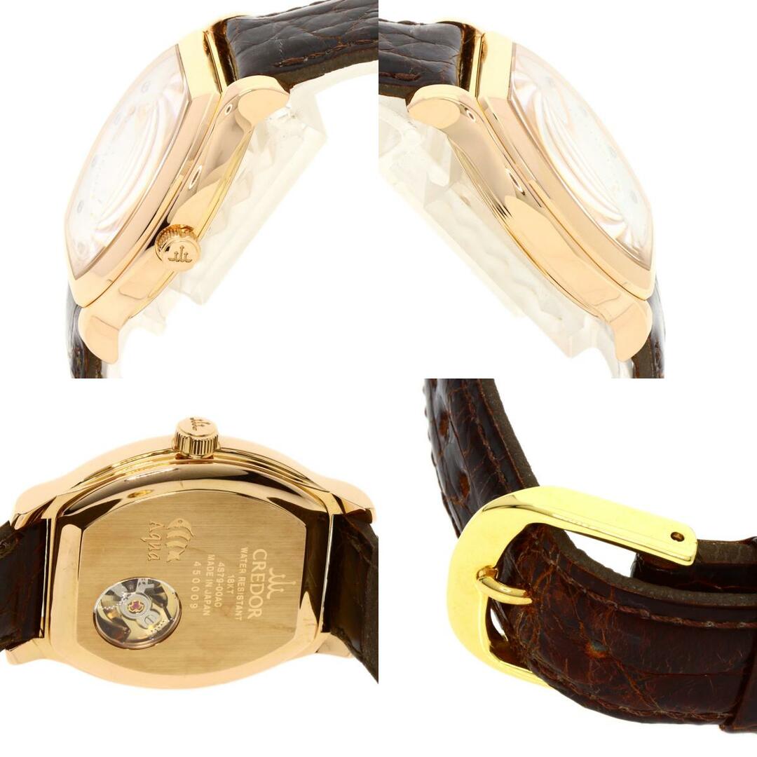 SEIKO GTAY998 4S79-00A0 クレドール シグノ アクア メーカーコンプリート 腕時計 K18YG 革 メンズ