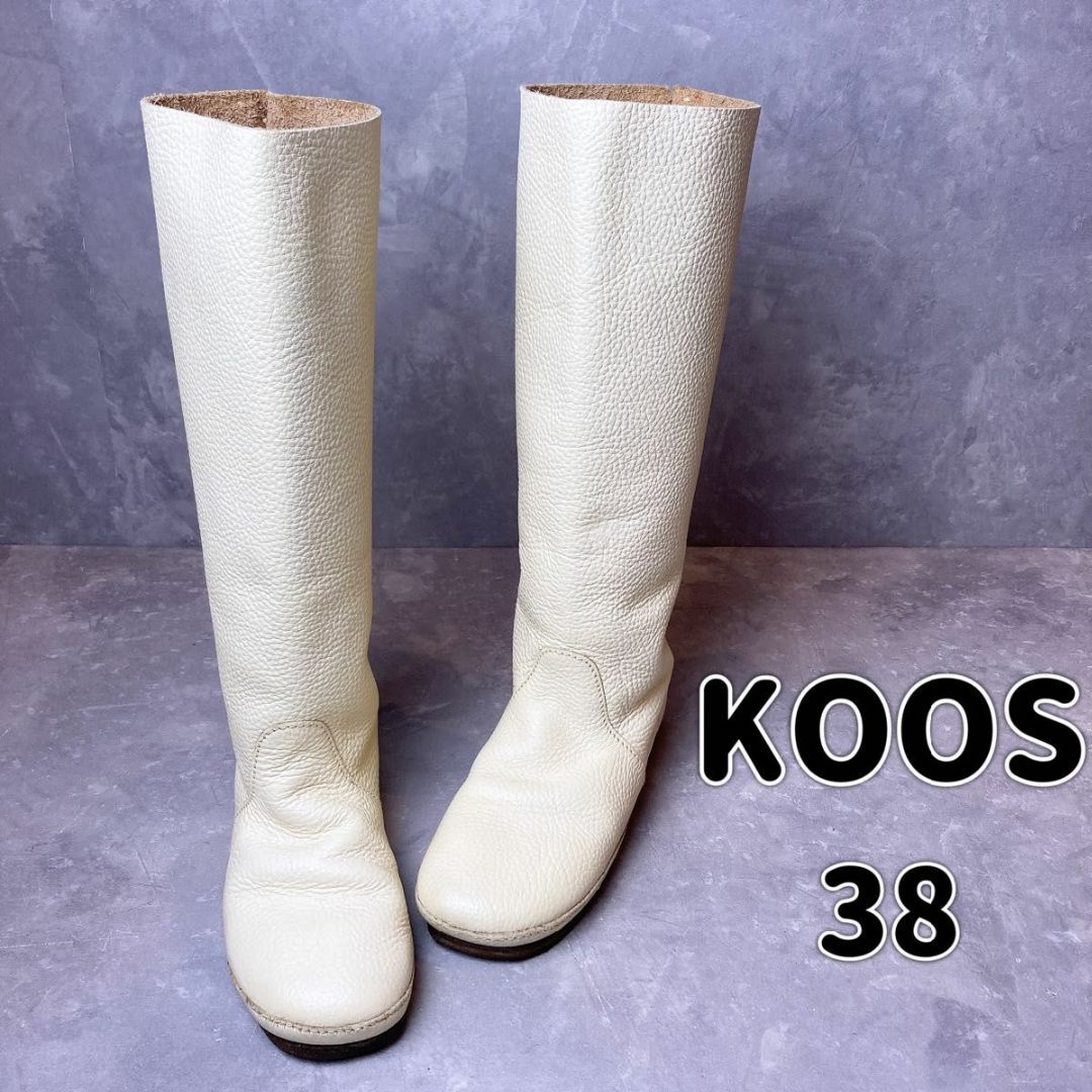 KOOS - koos コース ルーカス レザーロングブーツ 38 オフホワイトの