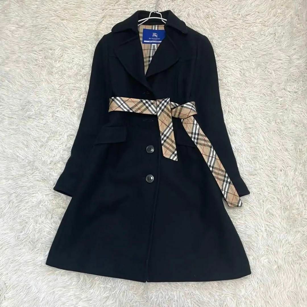 極美品 BURBERRY BLUE LABEL アンゴラ混 メガチェック ベルト-