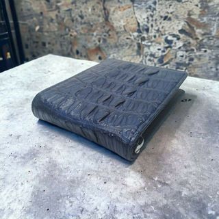 マネークリップの通販 68点(ハンドメイド) | お得な新品・中古・未 ... AT13 本革 クロコダイル 二つ折りマネークリップウォレット 腹ブラックb32