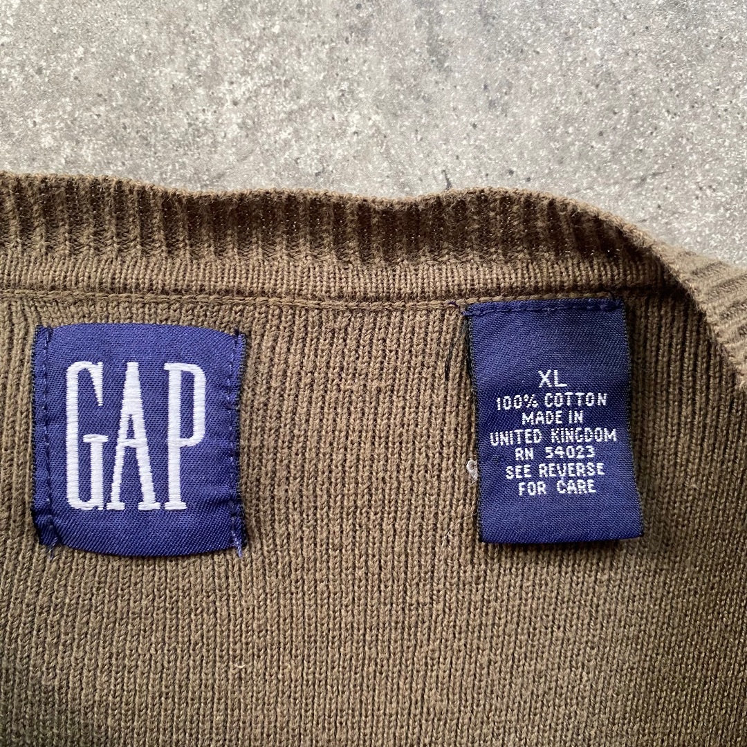 GAP(ギャップ)の90s oldGAP オールドギャップ コットンニット イギリス製 XL カーキ メンズのトップス(ニット/セーター)の商品写真