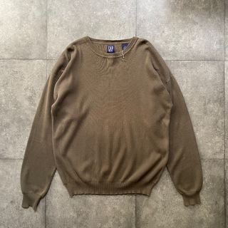 ギャップ(GAP)の90s oldGAP オールドギャップ コットンニット イギリス製 XL カーキ(ニット/セーター)