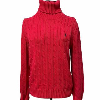 ラルフローレン(Ralph Lauren)のラルフローレンスポーツ　ハイネックケーブル編みニット　セーター　赤　Lサイズ(ニット/セーター)