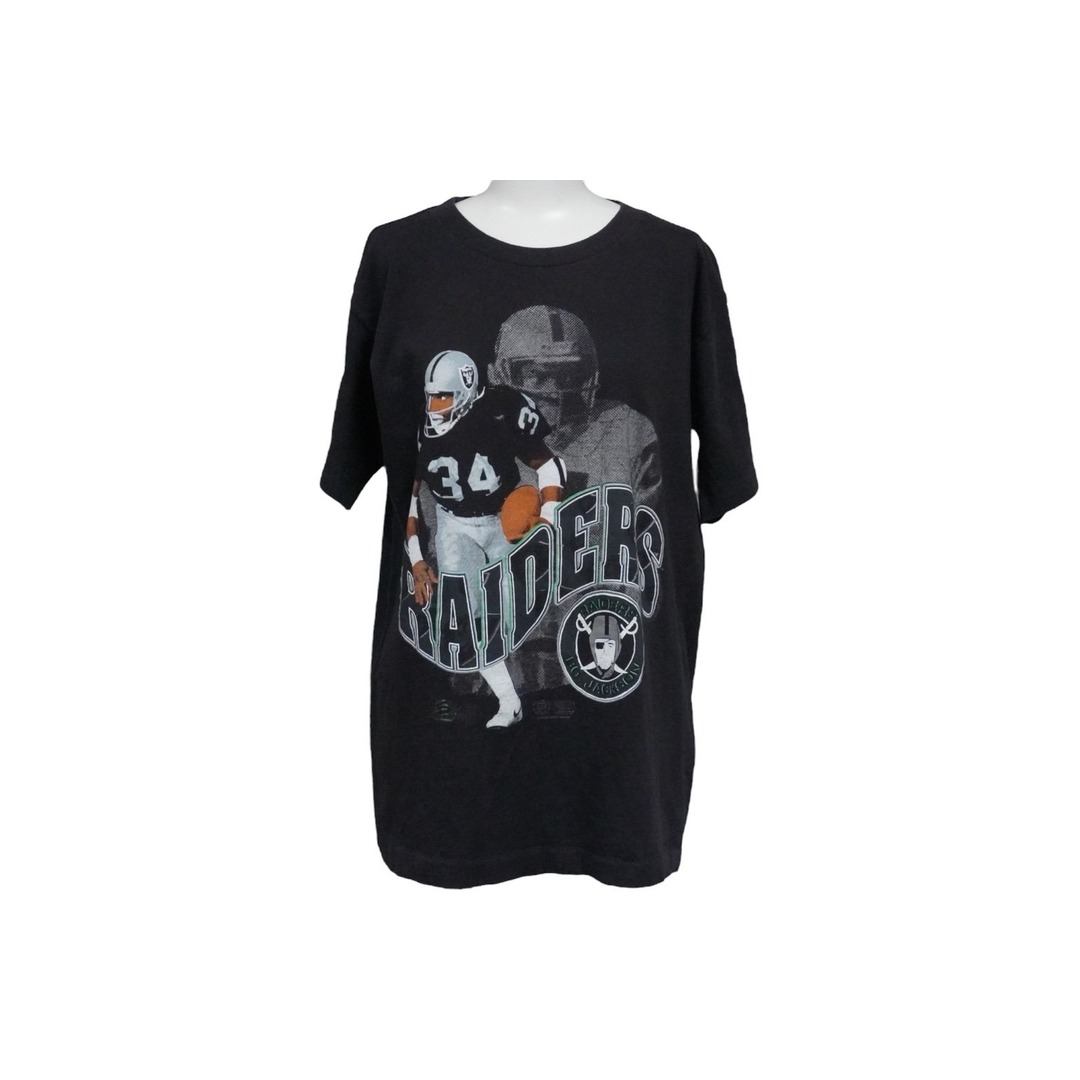 RAIDERS Bo Jackson ラスベガス レイダース ボー ジャクソン NFL ヴィンテージ 半袖Ｔシャツ ブラック コットン M 良品  55556