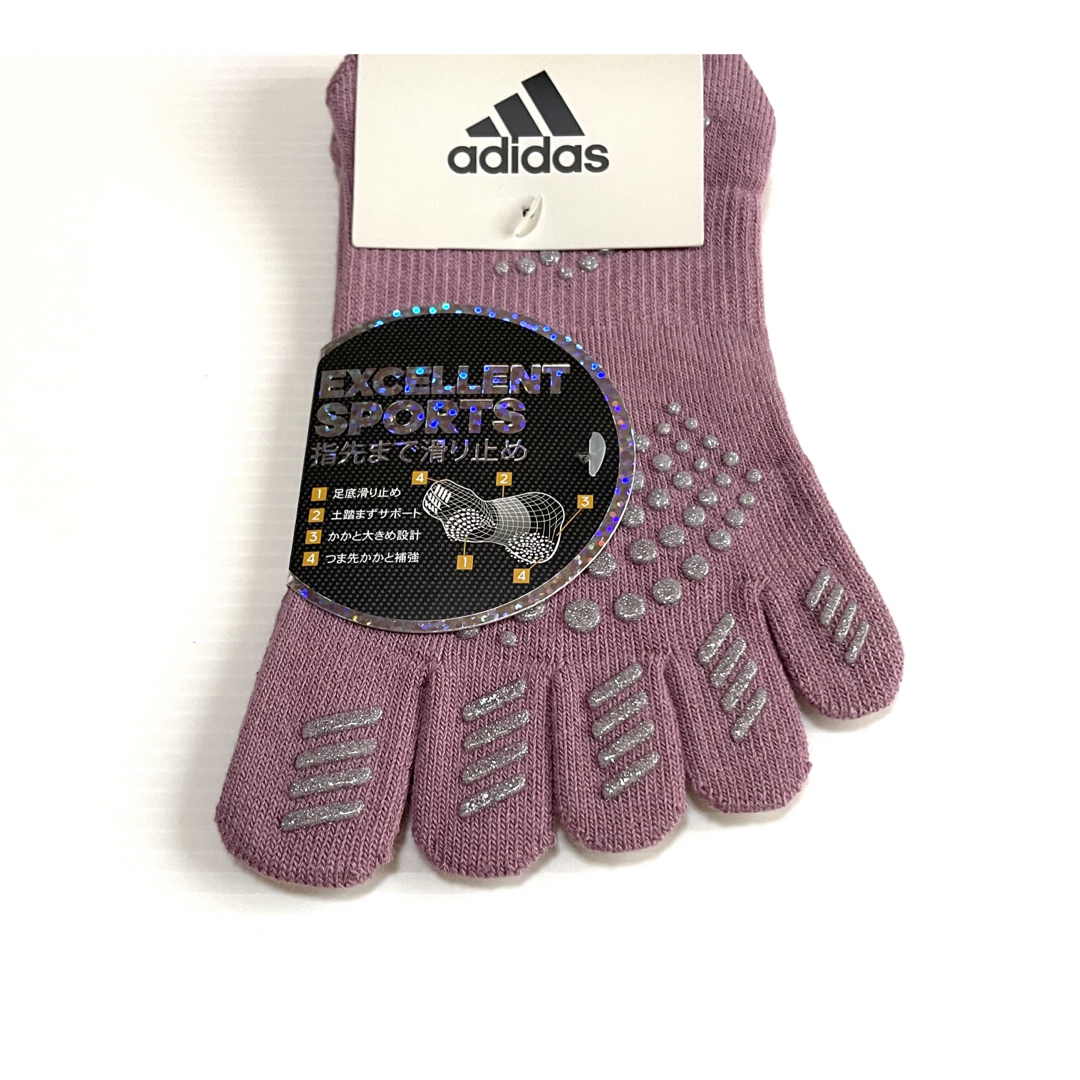 adidas(アディダス)のレディース【アディダス×福助】五本指ソックス滑り止め付き  2足セット レディースのレッグウェア(ソックス)の商品写真