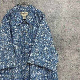 00S 半袖　柄シャツ　綿　USA製　メンズ2XL 　個性派　奇抜