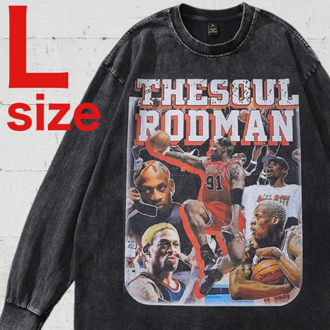 Rodman　ロッドマン　THESOUL　ヴィンテージ加工Tシャツ　ブラック　L