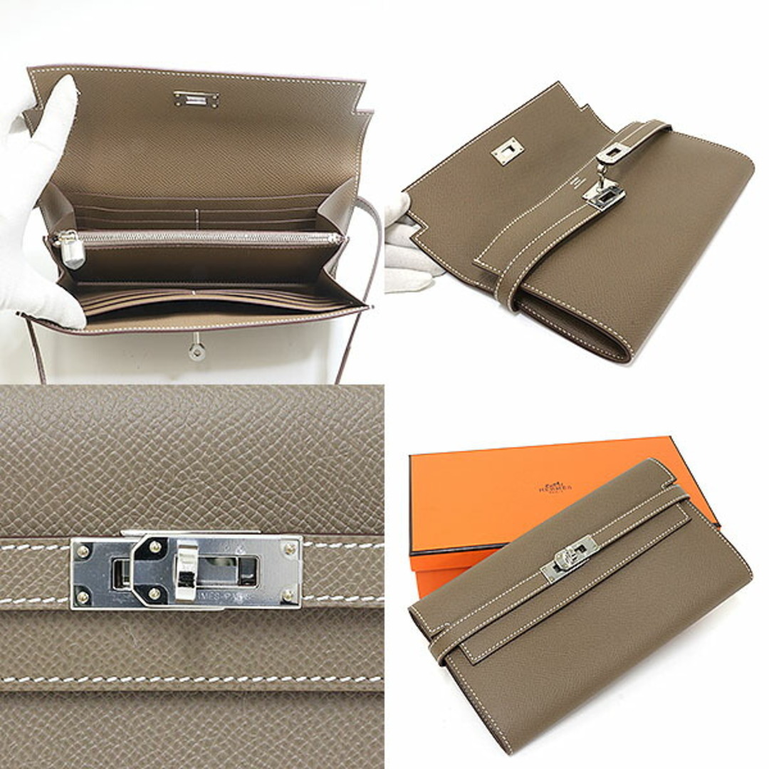 【レア】HERMES ケリーウォレットロング　エトゥープ　エプソン　シルバー金具