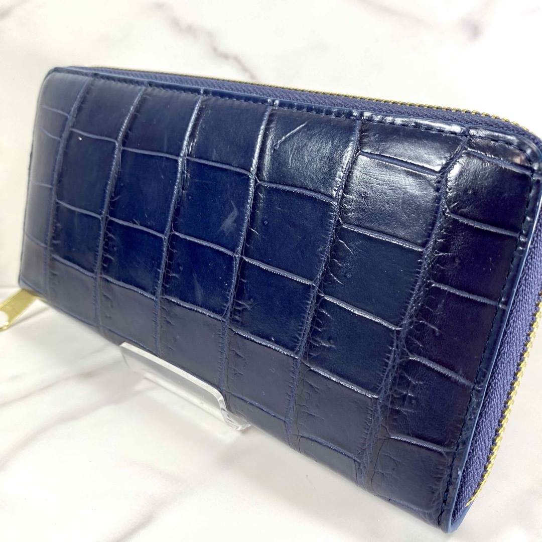 クロコダイル 長財布 ネイビー マット加工 レディース メンズ クロコ 長財布