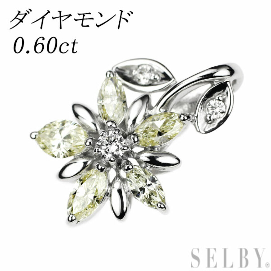 K18WG ダイヤモンド ペンダントトップ 0.60ct フラワー - ネックレス