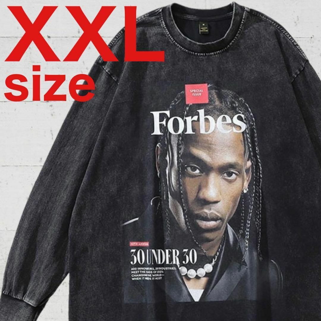 TRAVIS　トラヴィススコット　Forbes　ラップTシャツ　ブラック　XXL