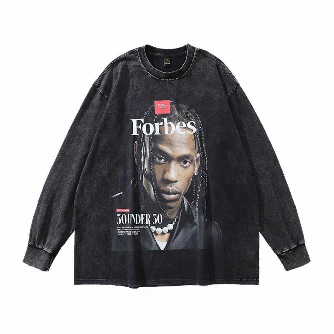 TRAVIS　トラヴィススコット　Forbes　ラップTシャツ　ブラック　XXL