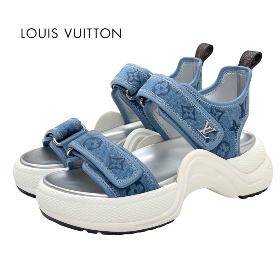 未使用 ルイヴィトン LOUIS VUITTON LV アークライトライン モノグラム サンダル スポーツサンダル デニム ライトブルー