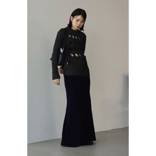 トゥデイフル(TODAYFUL)のLouren velour mermaid skirt navy S(ロングスカート)