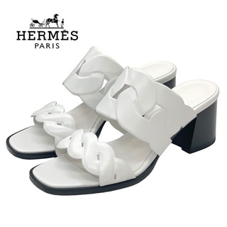 エルメス(Hermes)のエルメス HERMES ギャビー サンダル 靴 シューズ レザー ホワイト ミュール(サンダル)