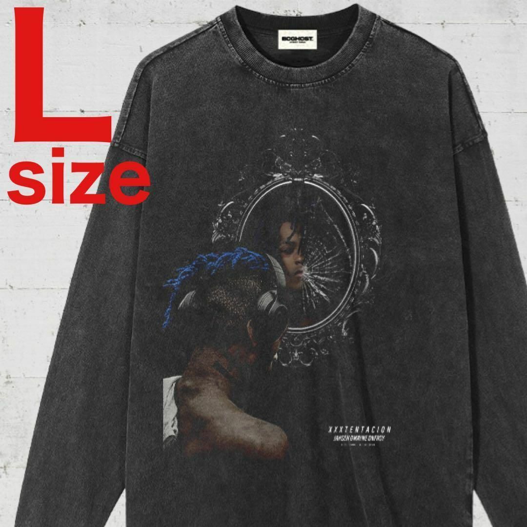 XXXTentacion　鏡　ロングスリーブTシャツ　ロンT　ブラック　Lサイズ