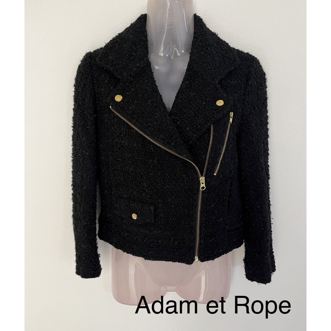 Adam et Rope'(アダムエロぺ)のAdam et Rope ツイードライダースジャケット レディースのジャケット/アウター(ライダースジャケット)の商品写真