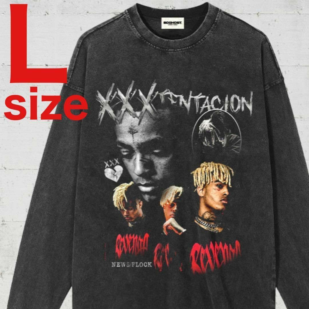 XXXTentacion　リベンジ　ヴィンテージ加工　長袖Tシャツ　ブラック　L